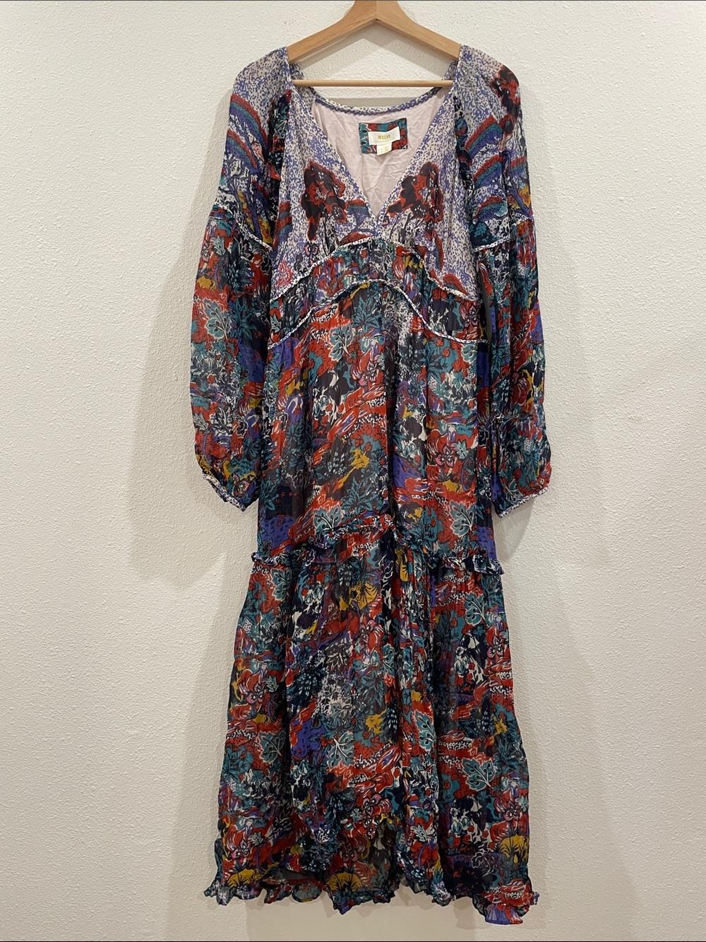 Anthropologie Maeve Annabella Floral Paisley Boho Colorful Maxi Dress 10 Boho - Picture 4 of 16